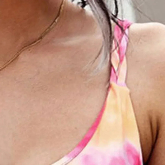 TIE DYE NEW WOMENS SLEEVELESS DRESS MINI CASUAL SUMMER PINK PURPLE TANK SIZE S - Picture 4 of 8